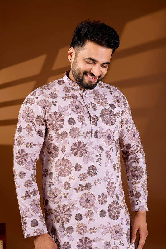 SILK POSITION FLORAL PRINTED KURTA SET
