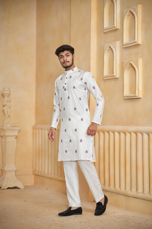 PINE WINE JACQUARD PREMIUM KURTA