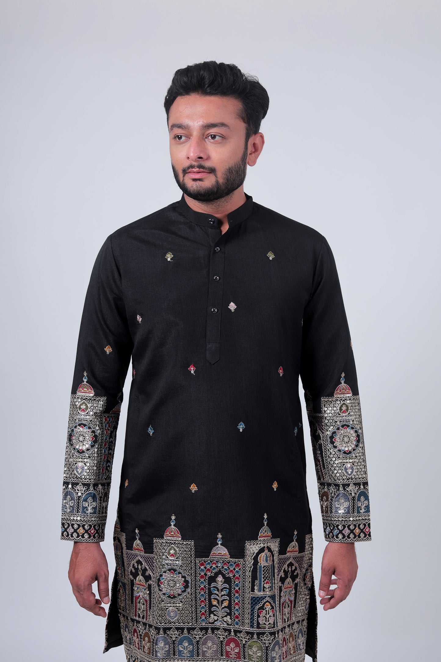 BLACK MIRROR & ZARI EMBROIDERED KURTA