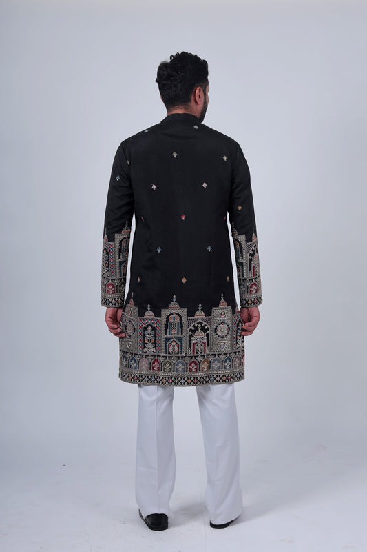 BLACK MIRROR & ZARI EMBROIDERED KURTA