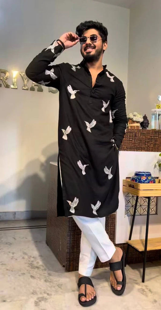 HUMMING BIRDS N SEQUENCE EMBRODARY WORK N PAJAMA SET