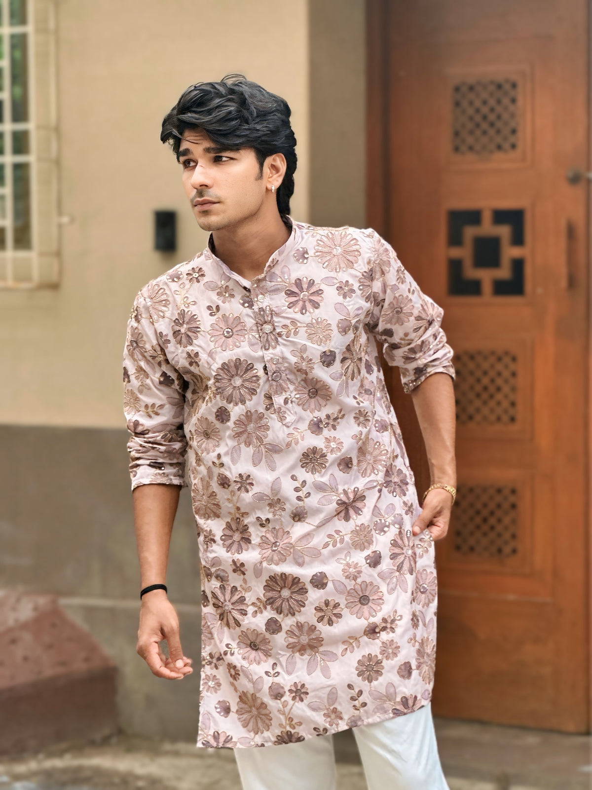 SILK POSITION FLORAL PRINTED KURTA SET