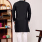 EMBROIDERED PURE SILK BLACK KURTA SET