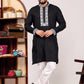 EMBROIDERED PURE SILK BLACK KURTA SET
