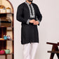 EMBROIDERED PURE SILK BLACK KURTA SET