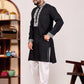 EMBROIDERED PURE SILK BLACK KURTA SET