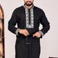 EMBROIDERED PURE SILK BLACK KURTA SET