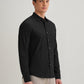 BLACK STITCHLESS PLACKET PREMIUM WRINKLE-FREE SHIRT