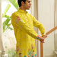 CITRUS SPLASH YELLOW CAMELLIA FLOWER KURTA