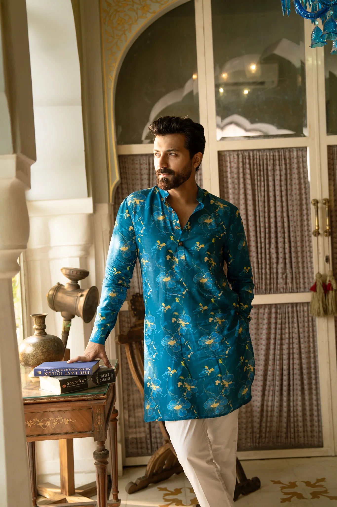 BLUE CERULEAN PETAL KURTA
