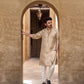 MID CREAM EMBROIDERY WORK MEN'S KURTA