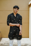 BLACK DRAGONFLY EMBROIDERY WORKED WEDDING KURTA