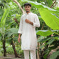 WAVVY WHITE CLASSIC BUTI MEN'S DESIGNER PREMIUM KURTA
