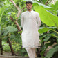 WAVVY WHITE CLASSIC BUTI MEN'S DESIGNER PREMIUM KURTA
