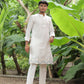 WAVVY WHITE CLASSIC BUTI MEN'S DESIGNER PREMIUM KURTA