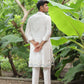 WAVVY WHITE CLASSIC BUTI MEN'S DESIGNER PREMIUM KURTA