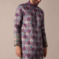FESTIVE PURPLE SILK DAMAN PRINT MEN KURTA SET