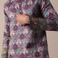 FESTIVE PURPLE SILK DAMAN PRINT MEN KURTA SET
