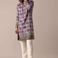 FESTIVE PURPLE SILK DAMAN PRINT MEN KURTA SET