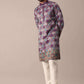 FESTIVE PURPLE SILK DAMAN PRINT MEN KURTA SET
