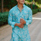 KING MINT GREEN PRINTED KURTA WITH PAJAMA SET FOR MEN