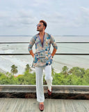 STOEM GREY MIX FLOWER PRINTED KURTA SET