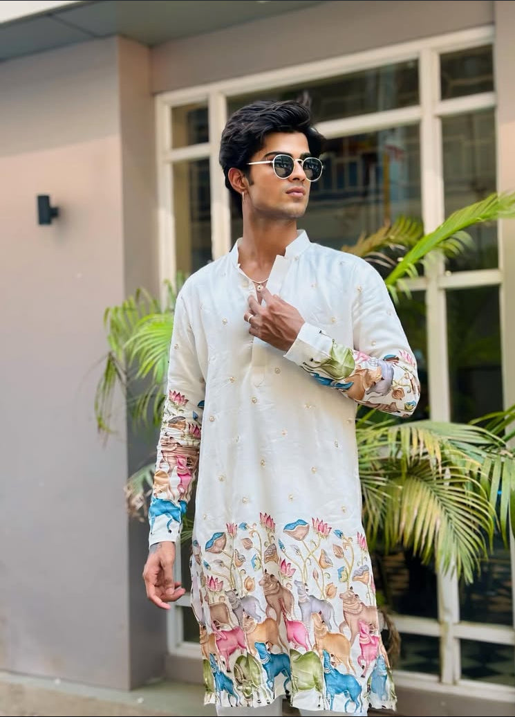COLOURFULL COW N BUTTI  PRINTED KURTA