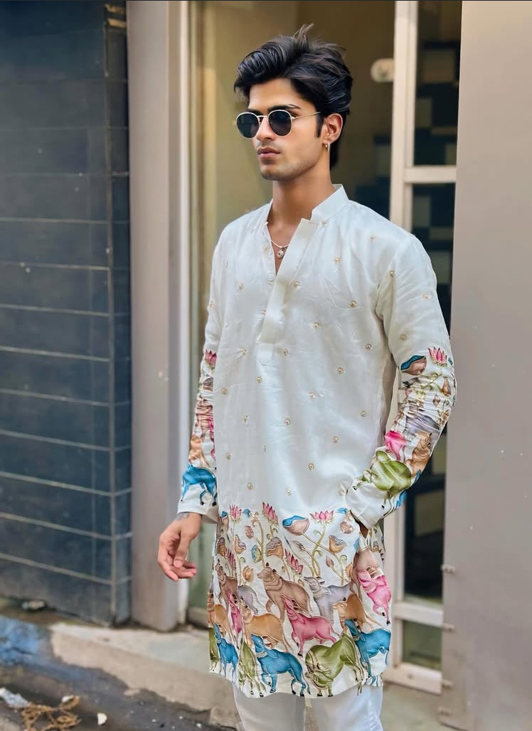 COLOURFULL COW N BUTTI  PRINTED KURTA