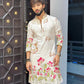 WHITE COW WITH LOTUS PRINTED KURTA SET