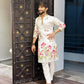 WHITE COW WITH LOTUS PRINTED KURTA SET
