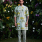 THE ROYAL MISS GREEN CHANDERI EMBROIDERY HAND BLOCK PRINT KURTA AND TROUSER SET