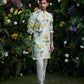 THE ROYAL MISS GREEN CHANDERI EMBROIDERY HAND BLOCK PRINT KURTA AND TROUSER SET