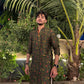 OLIVE GREEN PRINTED KURTA PAJAMA SET