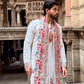 WHITE SILK KURTA SET WITH DUPATTA