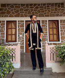 BLACK EMBROIDERED KURTA PANT SET WITH DUPATTA