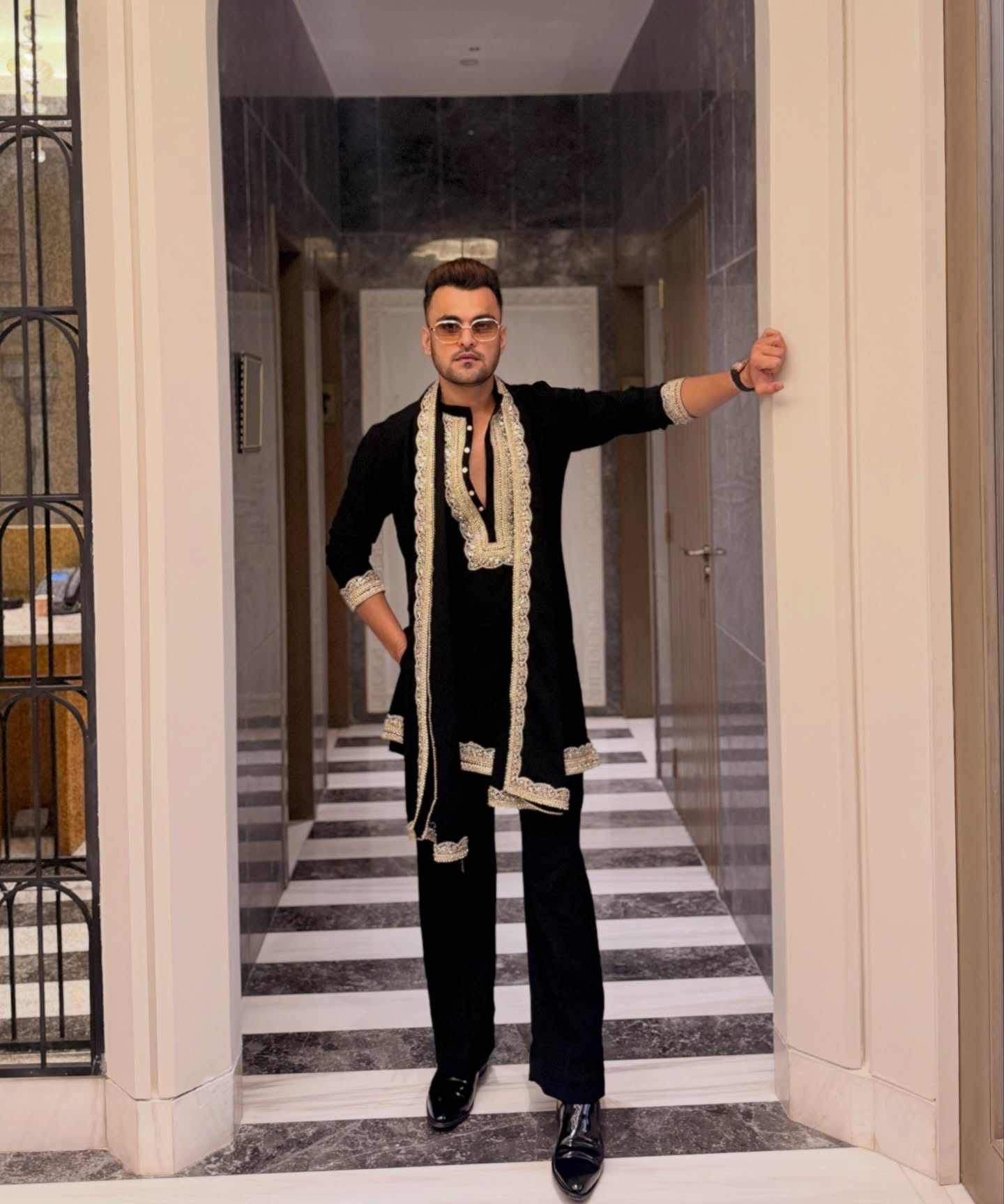 BLACK EMBROIDERED KURTA PANT SET WITH DUPATTA