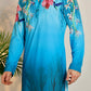 Men's Blue Floral Printed Kurta