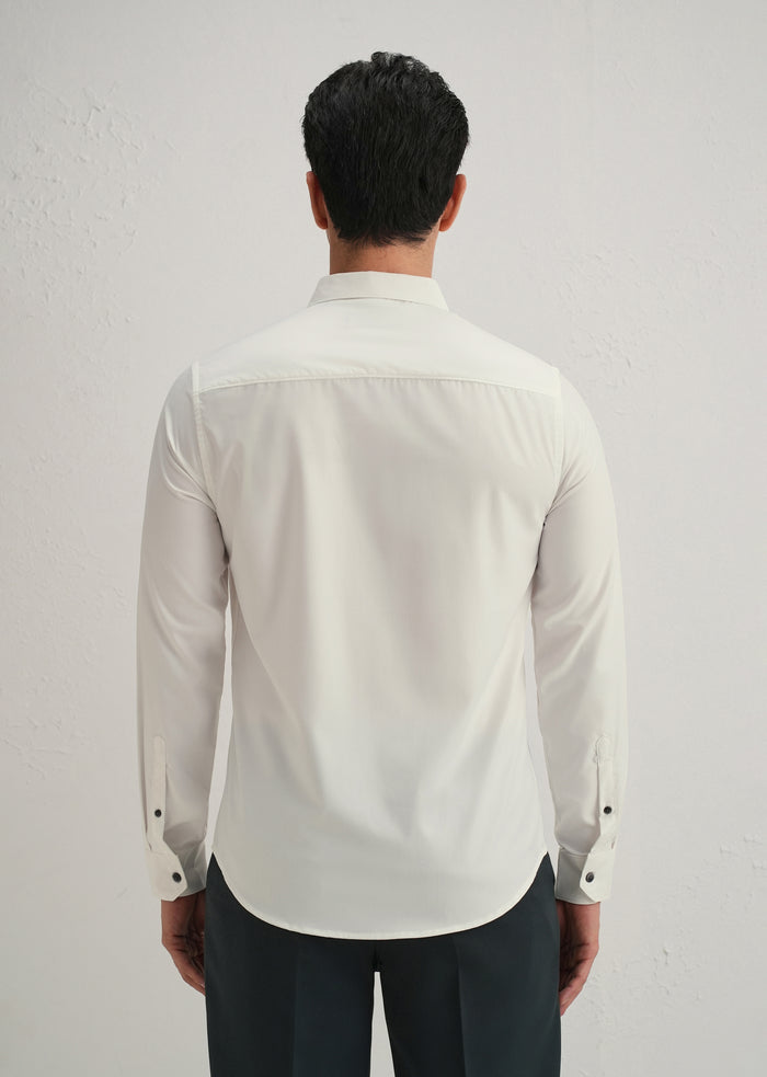 OFF-WHITE STITCHLESS PLACKET PREMIUM WRINKLE-FREE SHIRT