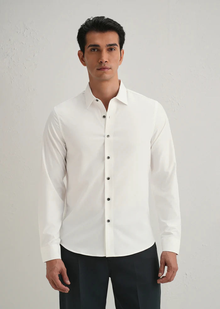 OFF-WHITE STITCHLESS PLACKET PREMIUM WRINKLE-FREE SHIRT