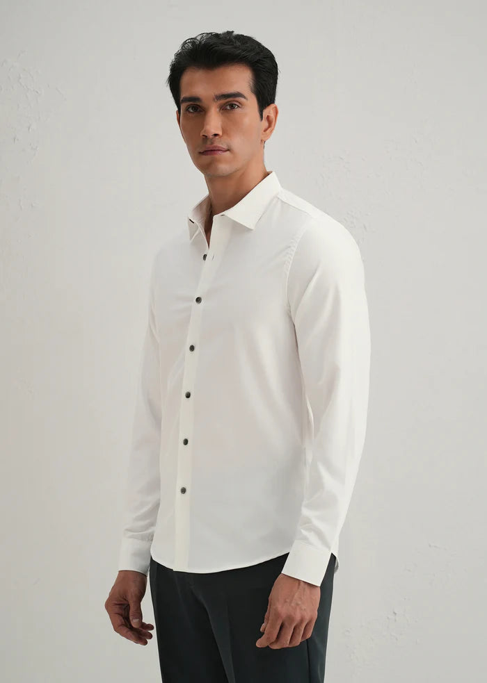 OFF-WHITE STITCHLESS PLACKET PREMIUM WRINKLE-FREE SHIRT