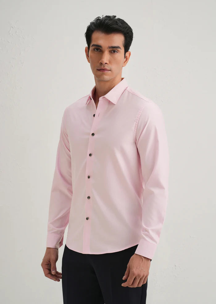 PINK STITCHLESS PLACKET PREMIUM WRINKLE-FREE SHIRT