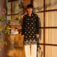 Black Cotton Blend Gold Patran Work KURTA