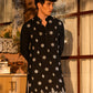 Black Cotton Blend Gold Patran Work KURTA