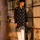 Black Cotton Blend Gold Patran Work KURTA