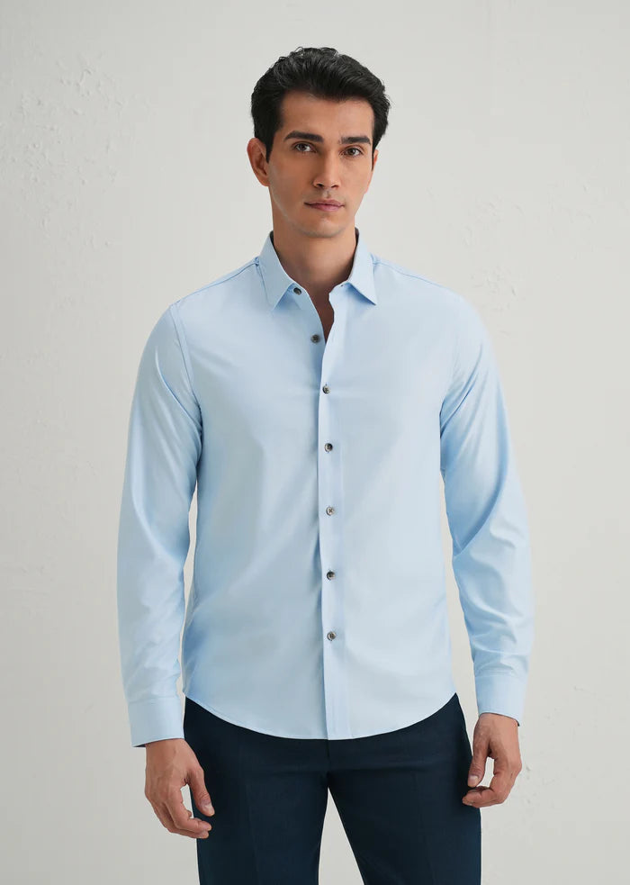 SKY BLUE STITCHLESS PLACKET PREMIUM WRINKLE-FREE SHIRT