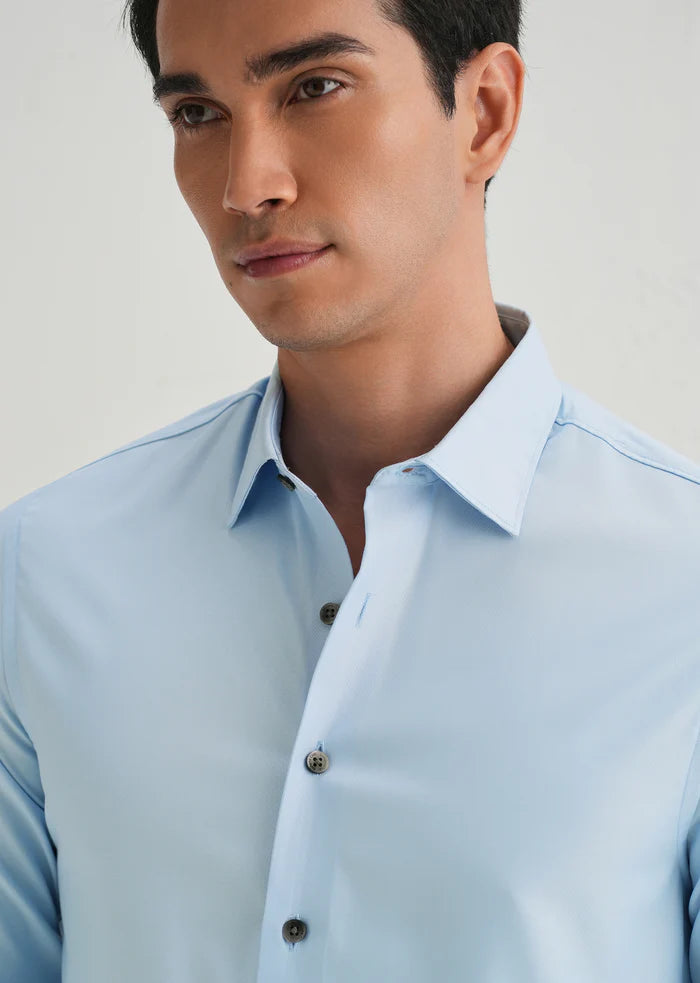 SKY BLUE STITCHLESS PLACKET PREMIUM WRINKLE-FREE SHIRT