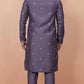 FLORAL EMBROIDERED THREAD WORK MANDARIN COLLAR KURTA WITH TROUSERS