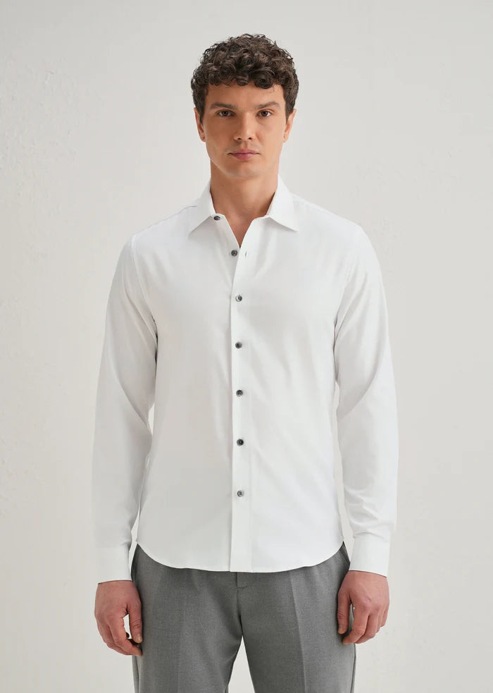 WHITE STITCHLESS PLACKET PREMIUM WRINKLE-FREE SHIRT