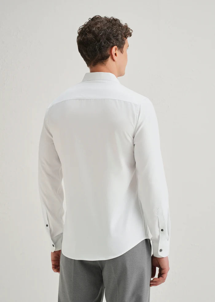 WHITE STITCHLESS PLACKET PREMIUM WRINKLE-FREE SHIRT
