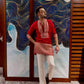 RED EMBROIDERED KURTA PANT SET